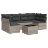 Salon de jardin avec coussins 7 pcs gris clair résine tressée 