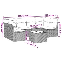 Salon de jardin avec coussins 7 pcs gris clair résine tressée 