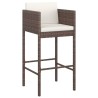 Ensemble de bar de jardin avec coussins 5 pcs marron poly rotin 