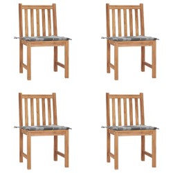 Chaises de jardin lot de 4 avec coussins Bois de teck massif 