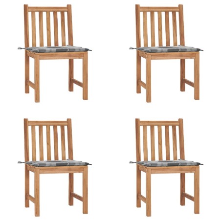 Chaises de jardin lot de 4 avec coussins Bois de teck massif 