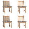 Chaises de jardin lot de 4 avec coussins Bois de teck massif 