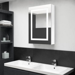 Armoire de salle de bain à miroir LED Blanc brillant 50x13x70cm 
