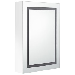 Armoire de salle de bain à miroir LED Blanc brillant 50x13x70cm 