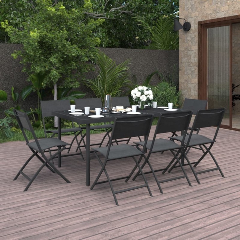 Mobilier de salle à manger d'extérieur 9 pcs Acier 