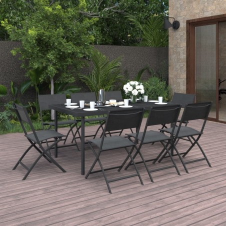 Mobilier de salle à manger d'extérieur 9 pcs Acier 
