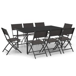 Mobilier de salle à manger d'extérieur 9 pcs Acier 