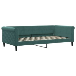 Lit de jour et gigogne et matelas vert foncé 100x200 cm velours 