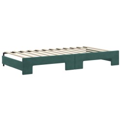 Lit de jour et gigogne et matelas vert foncé 100x200 cm velours 