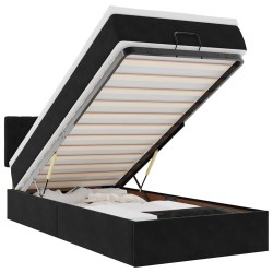 Cadre de lit ottoman avec matelas noir 90x200 cm velours 