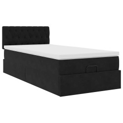 Cadre de lit ottoman avec matelas noir 90x200 cm velours 