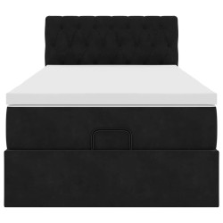 Cadre de lit ottoman avec matelas noir 90x200 cm velours 