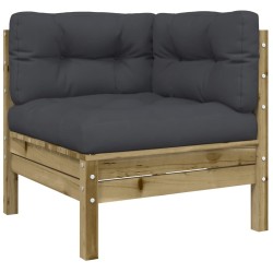 Salon de jardin 4 pcs avec coussins bois de pin imprégné 