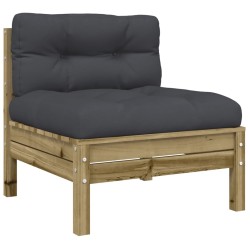 Salon de jardin 4 pcs avec coussins bois de pin imprégné 