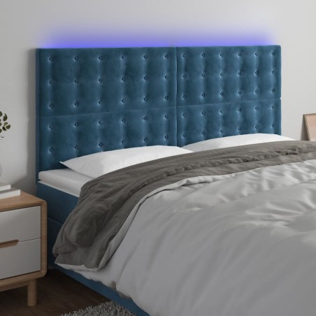 Tête de lit à LED Bleu foncé 160x5x118/128 cm Velours 