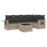 Salon de jardin 6 pcs avec coussins gris clair résine tressée 