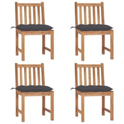 Chaises de jardin lot de 4 avec coussins Bois de teck massif 