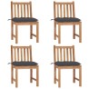 Chaises de jardin lot de 4 avec coussins Bois de teck massif 