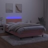 Sommier à lattes de lit et matelas LED rose 120x190 cm velours 