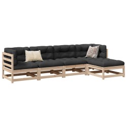 Salon de jardin 5 pcs avec coussins bois de pin massif 