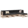 Salon de jardin 5 pcs avec coussins bois de pin massif 