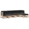 Salon de jardin 5 pcs avec coussins bois de pin massif 