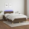 Sommier à lattes de lit matelas et LED marron foncé 120x190 cm 