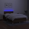 Sommier à lattes de lit matelas et LED marron foncé 120x190 cm 