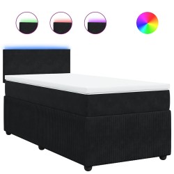 Sommier à lattes de lit avec matelas Noir 100x200 cm Velours 
