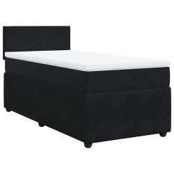 Sommier à lattes de lit avec matelas Noir 100x200 cm Velours 