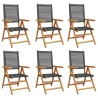 Chaises inclinables de jardin lot de 6 noir rotin bois massif 