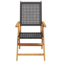 Chaises inclinables de jardin lot de 6 noir rotin bois massif 