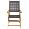Chaises inclinables de jardin lot de 6 noir rotin bois massif 