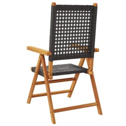 Chaises inclinables de jardin lot de 6 noir rotin bois massif 