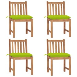Chaises de jardin lot de 4 avec coussins Bois de teck massif 