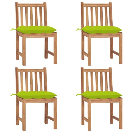 Chaises de jardin lot de 4 avec coussins Bois de teck massif 