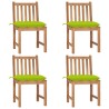Chaises de jardin lot de 4 avec coussins Bois de teck massif 