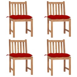 Chaises de jardin lot de 4 avec coussins Bois de teck massif 