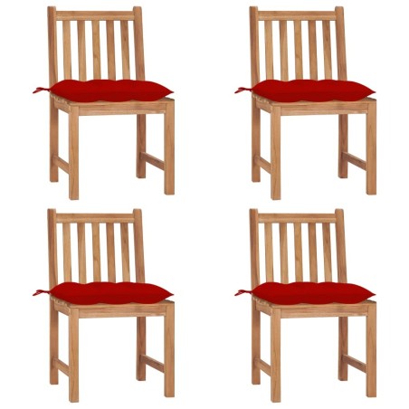 Chaises de jardin lot de 4 avec coussins Bois de teck massif 