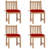 Chaises de jardin lot de 4 avec coussins Bois de teck massif 
