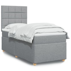 Sommier à lattes de lit avec matelas Gris clair 90x200 cm Tissu 