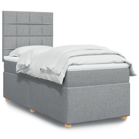 Sommier à lattes de lit avec matelas Gris clair 90x200 cm Tissu 