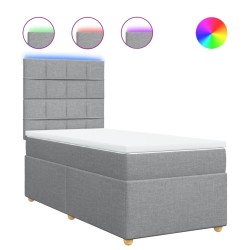 Sommier à lattes de lit avec matelas Gris clair 90x200 cm Tissu 