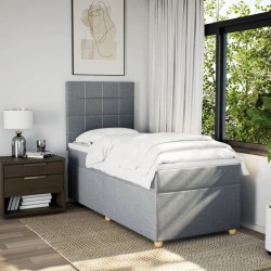 Sommier à lattes de lit avec matelas Gris clair 90x200 cm Tissu 