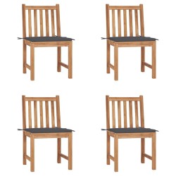 Chaises de jardin lot de 4 avec coussins Bois de teck massif 