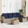 Salon de jardin 6 pcs avec coussins gris résine tressée 