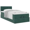 Cadre de lit ottoman avec matelas vert foncé 90x200 cm velours 