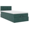 Cadre de lit ottoman avec matelas vert foncé 90x200 cm velours 