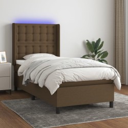 Sommier à lattes de lit matelas LED Marron foncé 90x190cm Tissu 