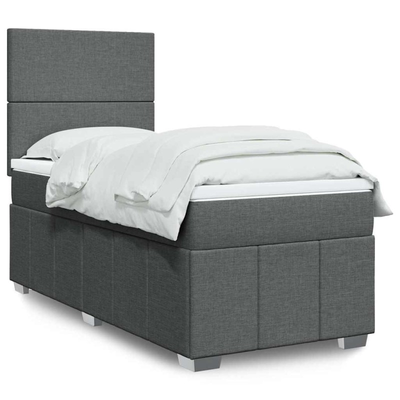 Sommier à lattes de lit avec matelas Gris foncé 80x200 cm Tissu 